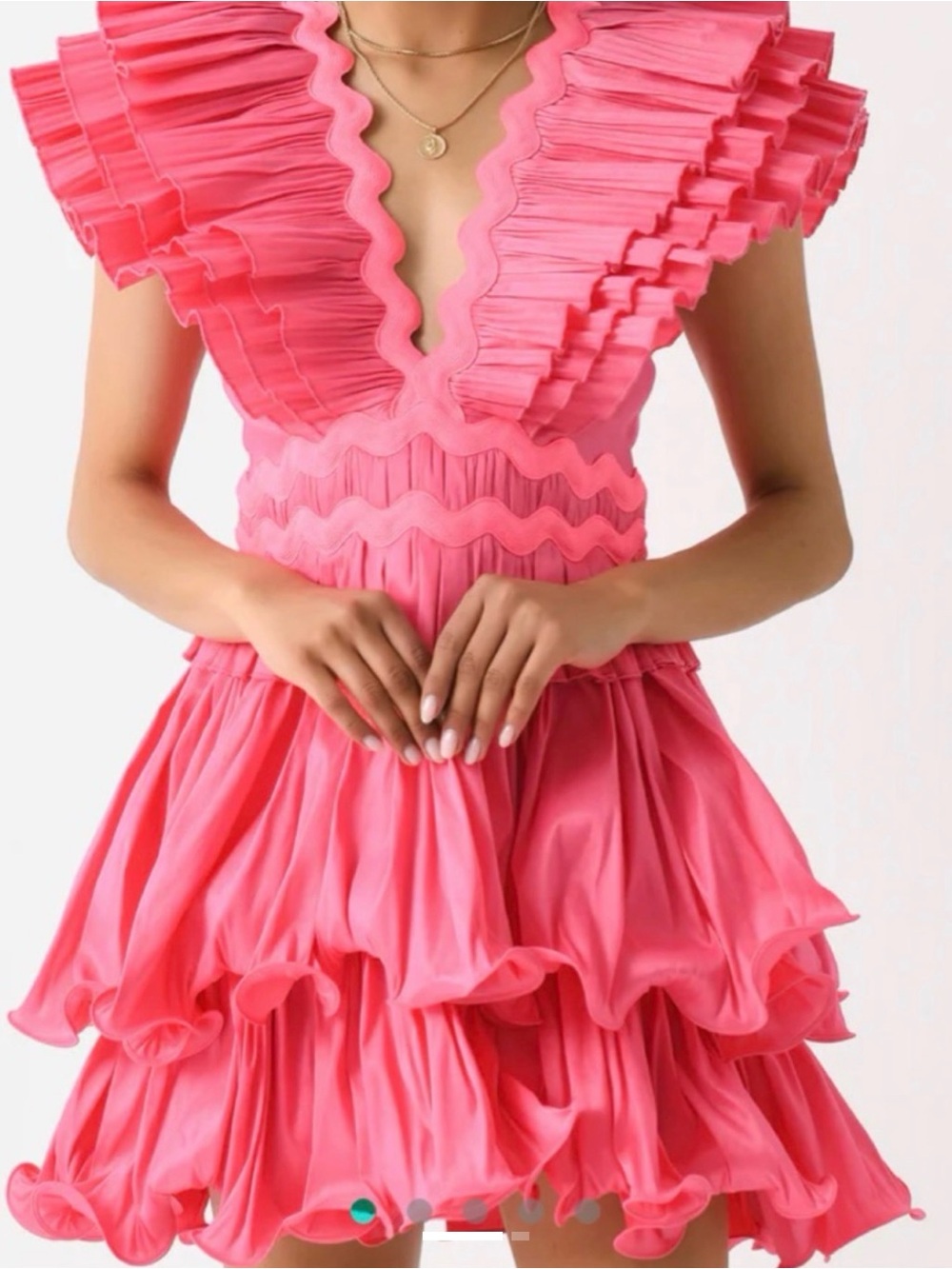 CeliaB Vibrant Coral-Pink Ruffle Mini Dress